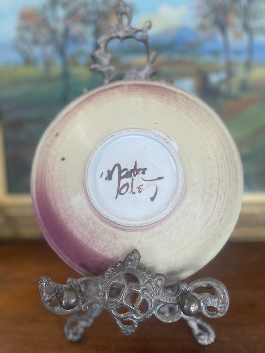Signed Handcrafted Ceramic Bear Motif Art Plate