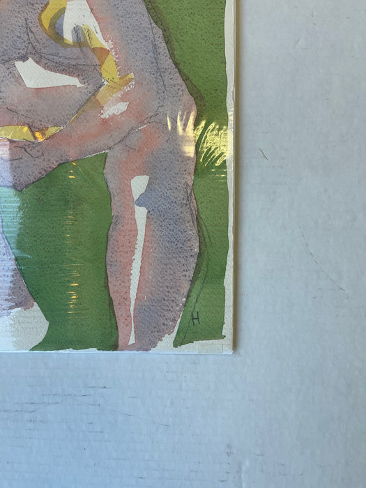 Contemporary Figurative Watercolor Painting, Signed "H", Model identified as Peter, 2016