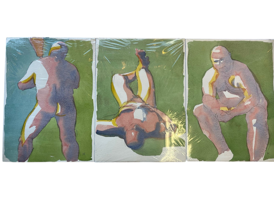 Contemporary Figurative Watercolor Painting, Signed "H", Model identified as Peter, 2016