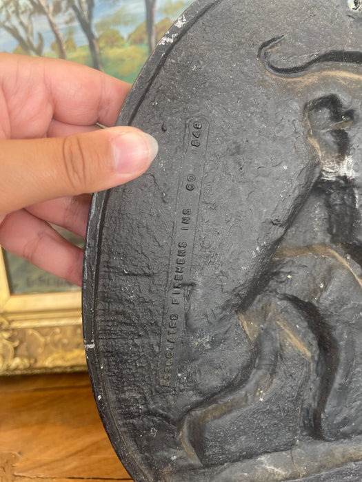 19th Century Cast Iron Firemark Plaque by Associated Firemen's Insurance Company. Washington D.C., 1848