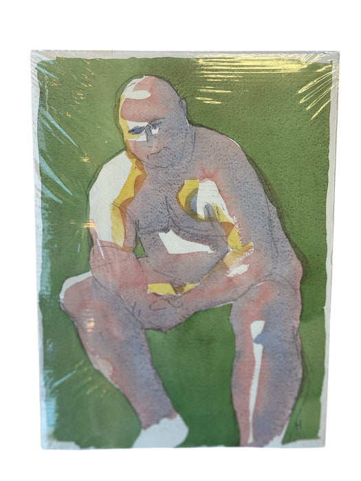 Contemporary Figurative Watercolor Painting, Signed "H", Model identified as Peter, 2016