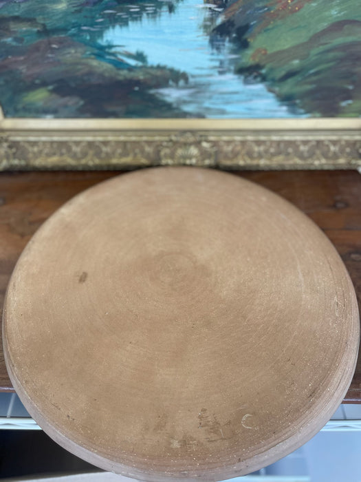 Mid-Century Studio Pottery Dish with Hand-Painted Lighthouse Coastal Scene.