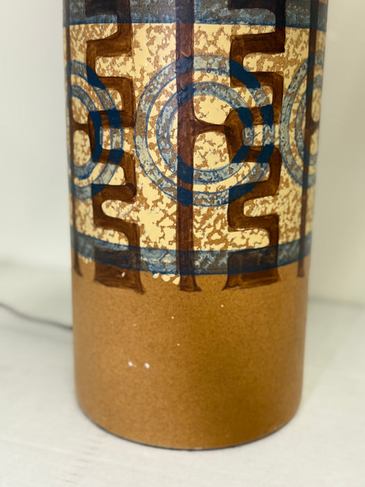Pair of Vintage Ceramic Lamps by Elspeth Cohen for Lapid Pottery Mid Century Modern Studio Pottery Style - Hand Painted