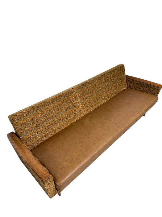 Vintage Mid Century Modern Sofa with Fabric and Vinyl Upholstery German Import
