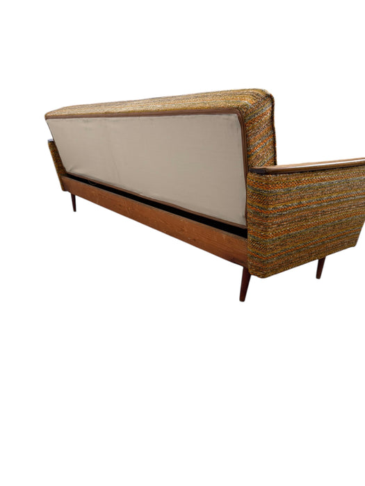 Vintage Mid Century Modern Sofa with Fabric and Vinyl Upholstery German Import