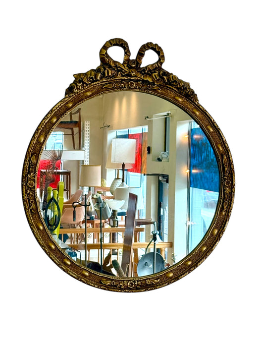 Vintage Empire Style Round Mirror with Gilt Wood Frame