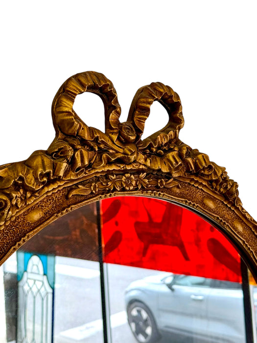 Vintage Empire Style Round Mirror with Gilt Wood Frame
