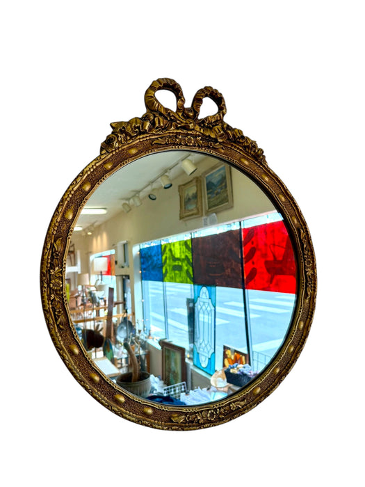 Vintage Empire Style Round Mirror with Gilt Wood Frame