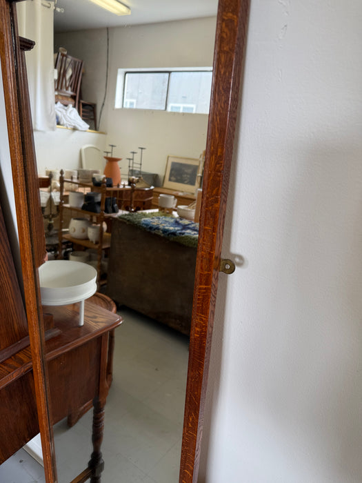 Vintage Mission Oak Floor Mirror Characteristic of Arts & Crafts Movement