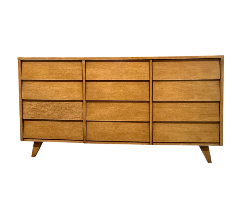 Vintage Mid Century Modern 12-Drawer Dresser Dovetailed Drawers by Kent Coffey