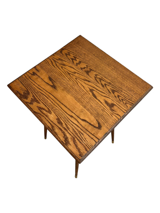Vintage Victorian Style Figured Oak Two-Tier Side with Brass Finished Capped Feet