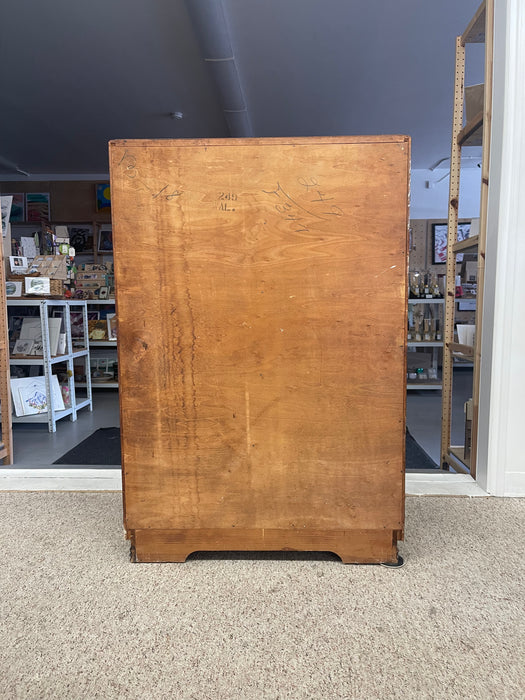 Art Deco Waterfall Tall Dresser in Bookmatched Walnut Veneer, Possibly 1930s