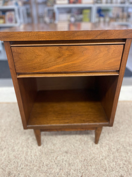 Mid-Century Modern Walnut Nightstand with Drawer and Open Cubby, 1950s