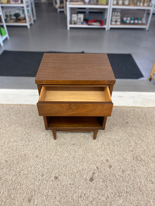 Mid-Century Modern Walnut Nightstand with Drawer and Open Cubby, 1950s