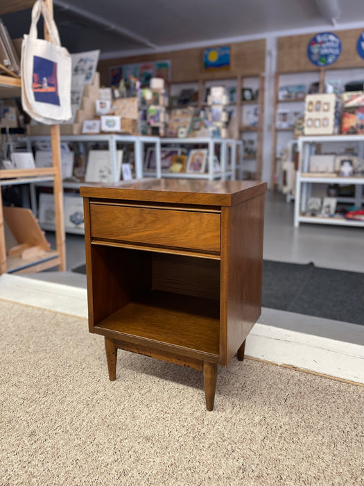 Mid-Century Modern Walnut Nightstand with Drawer and Open Cubby, 1950s