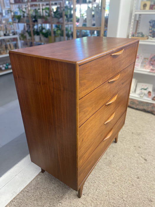 Lane Altavista Mid-Century Modern Possibly Walnut Highboy Dresser with Sculpted Pulls and Dovetail Drawers