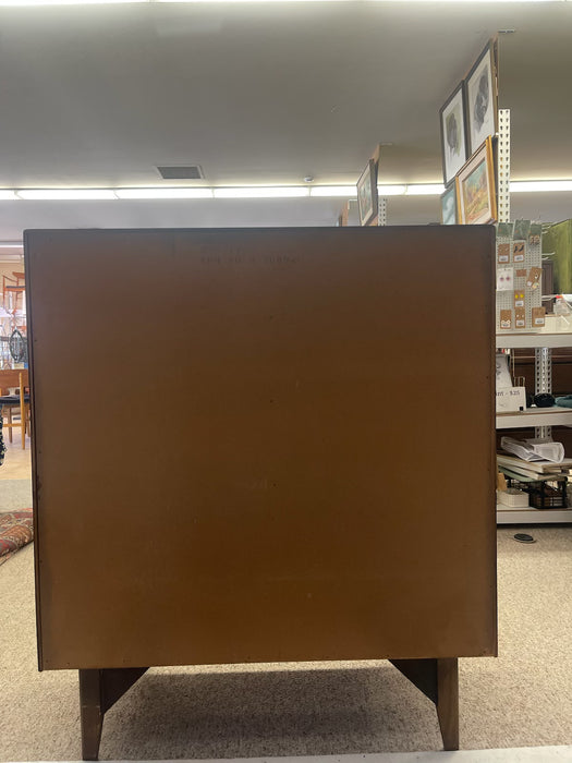 Lane Altavista Mid-Century Modern Possibly Walnut Highboy Dresser with Sculpted Pulls and Dovetail Drawers