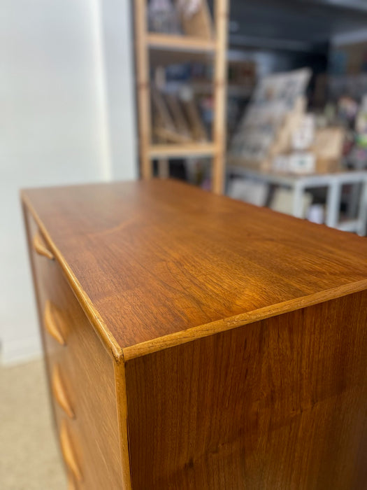 Lane Altavista Mid-Century Modern Possibly Walnut Highboy Dresser with Sculpted Pulls and Dovetail Drawers