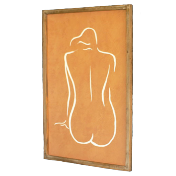 Nude Minimalist Print Glass Panel Wood Frame