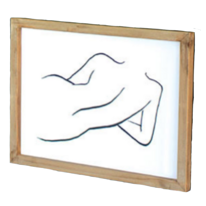 Nude Minimalist Print Glass Panel Wood Frame