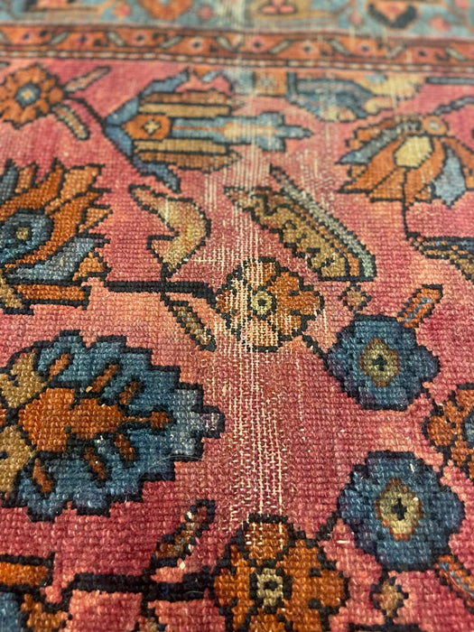 Possibly Antique Persian Hamadan Runner Rug, Hand-Knotted Wool, Red and Blue Floral Design, circa 1920s( Available by online purchase only )
