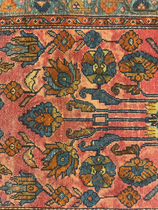 Possibly Antique Persian Hamadan Runner Rug, Hand-Knotted Wool, Red and Blue Floral Design, circa 1920s( Available by online purchase only )
