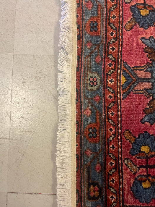 Possibly Antique Persian Hamadan Runner Rug, Hand-Knotted Wool, Red and Blue Floral Design, circa 1920s( Available by online purchase only )