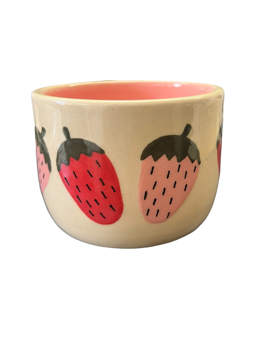 Handmade and Handpainted Strawberry Planter Ceramic 4in. x 3in.