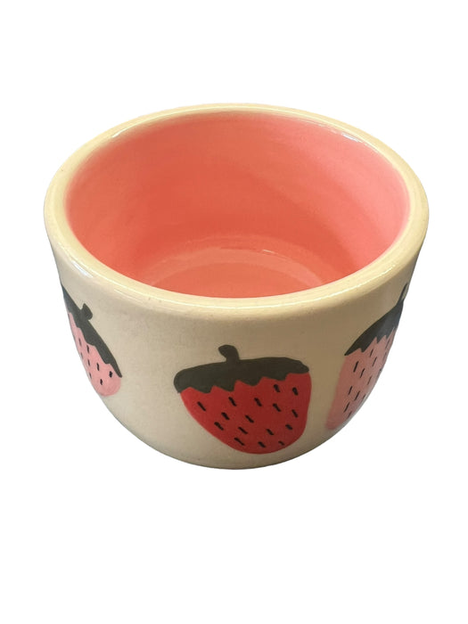 Handmade and Handpainted Strawberry Planter Ceramic 4in. x 3in.