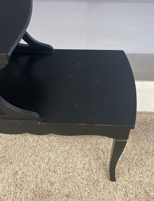 1960s Mid-Century Modern Ebonized Coffee Table by Lane Furniture with Slatted Shelf and Tapered Legs