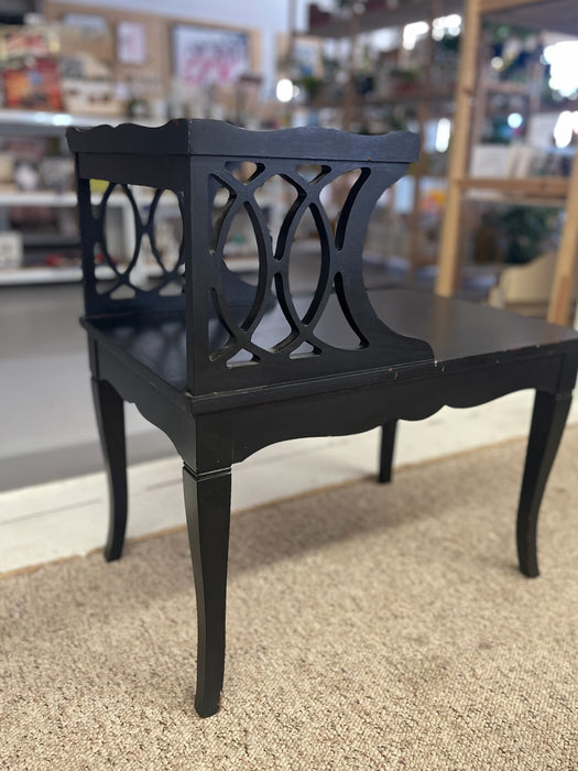 1960s Mid-Century Modern Ebonized Coffee Table by Lane Furniture with Slatted Shelf and Tapered Legs