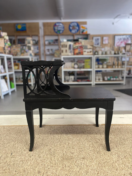 1960s Mid-Century Modern Ebonized Coffee Table by Lane Furniture with Slatted Shelf and Tapered Legs