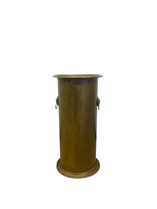 Vintage English Regency Brass Finished Lion-head Entryway Umbrella Stand