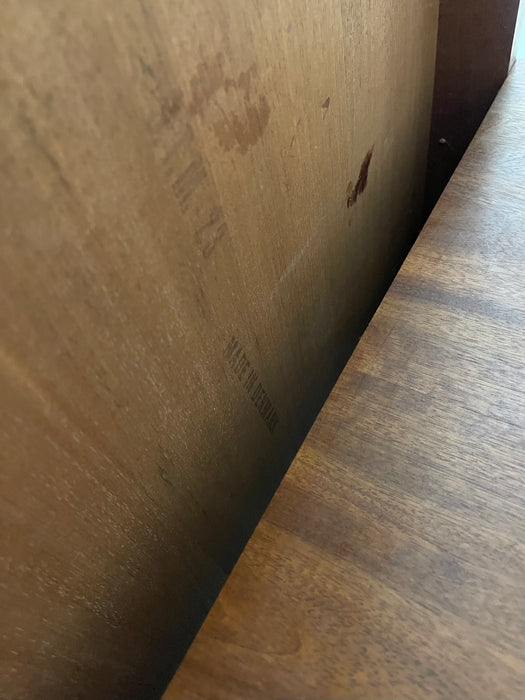 Vintage Mid-Century Modern Teak Desk with Sculpted Handles and Dovetailed Drawers, Made in Denmark ( Available by online purchase only )