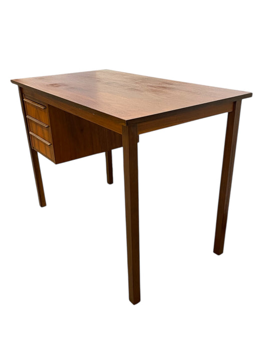 Vintage Mid-Century Modern Teak Desk with Sculpted Handles and Dovetailed Drawers, Made in Denmark ( Available by online purchase only )