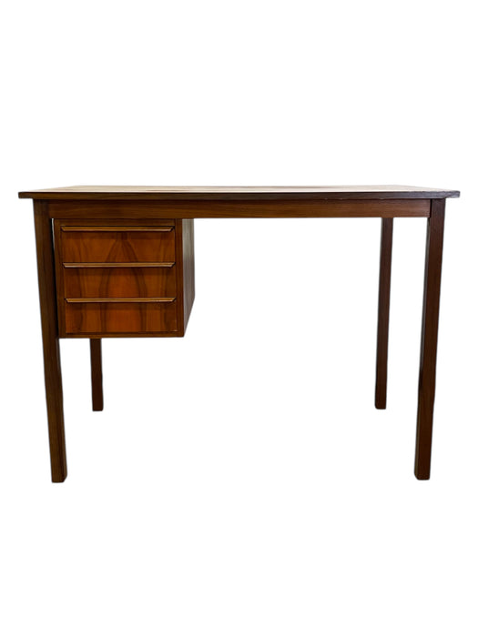 Vintage Mid-Century Modern Teak Desk with Sculpted Handles and Dovetailed Drawers, Made in Denmark ( Available by online purchase only )