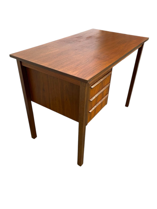 Vintage Mid-Century Modern Teak Desk with Sculpted Handles and Dovetailed Drawers, Made in Denmark ( Available by online purchase only )