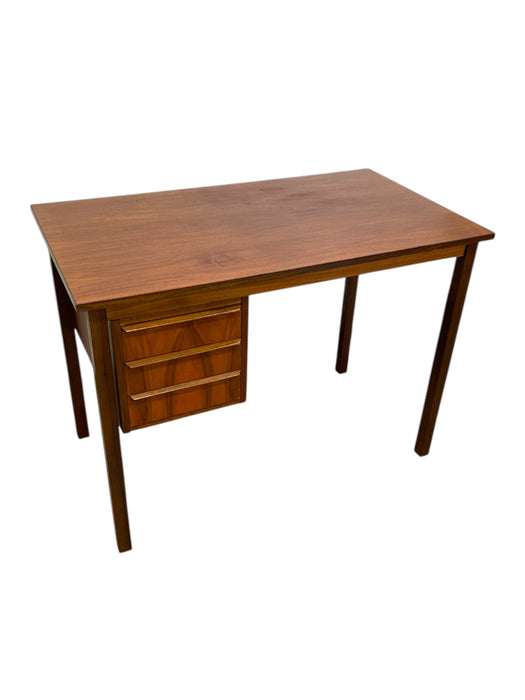 Vintage Mid-Century Modern Teak Desk with Sculpted Handles and Dovetailed Drawers, Made in Denmark ( Available by online purchase only )