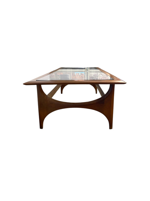 Vintage Mid Century Modern Walnut and Glass Coffee Table by Lane Furniture