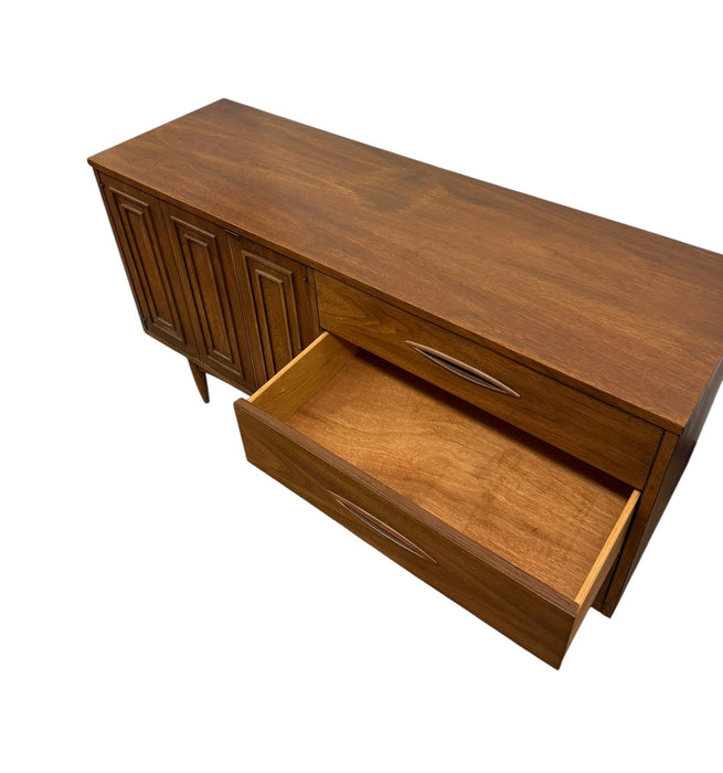 Vintage Mid Century Modern Walnut and Pecan credenza Broyhill Premier Line Sculptra Collection Circa 1957 (Available by Online Purchase Only)