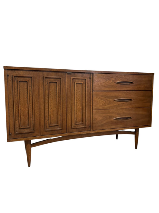 Vintage Mid Century Modern Walnut and Pecan credenza Broyhill Premier Line Sculptra Collection Circa 1957 (Available by Online Purchase Only)