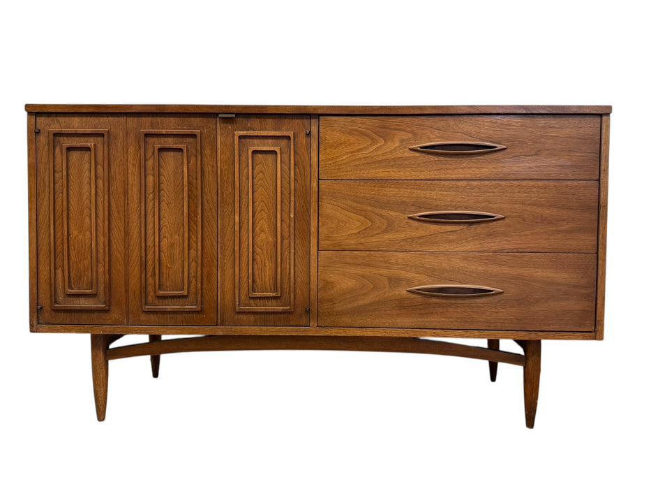 Vintage Mid Century Modern Walnut and Pecan credenza Broyhill Premier Line Sculptra Collection Circa 1957 (Available by Online Purchase Only)