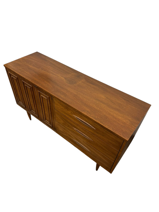 Vintage Mid Century Modern Walnut and Pecan credenza Broyhill Premier Line Sculptra Collection Circa 1957 (Available by Online Purchase Only)