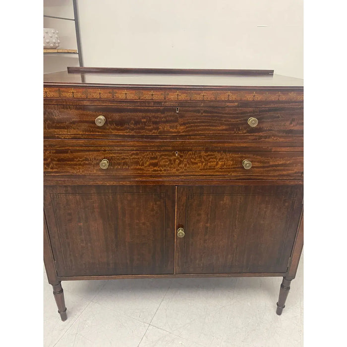 Antique Edwardian Cabinet Buffet With Wood Inlay. Uk Import.Circa 1905