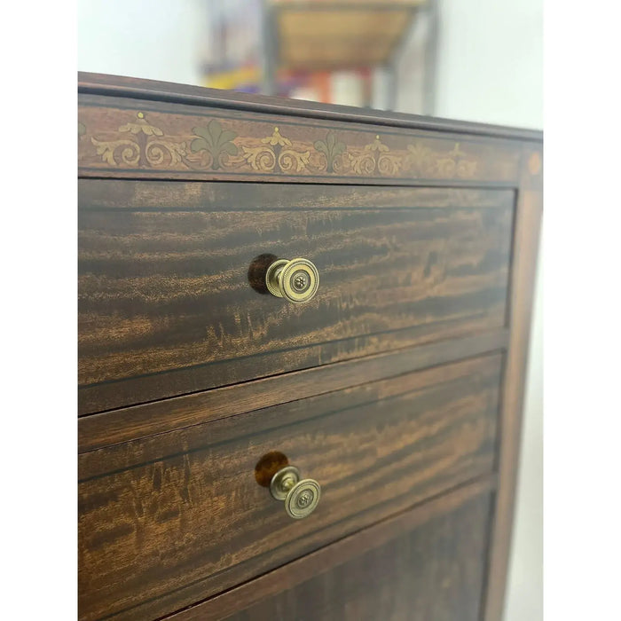 Antique Edwardian Cabinet Buffet With Wood Inlay. Uk Import.Circa 1905