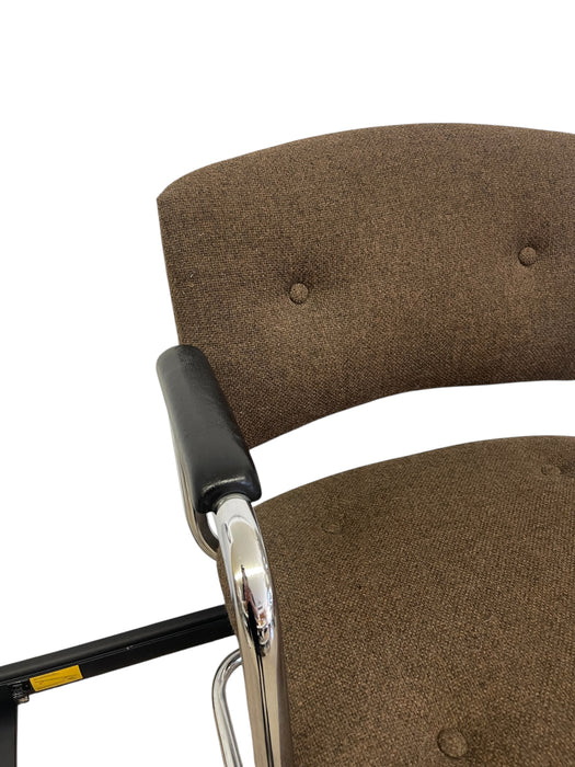 Vintage Chrome Toned Cantilever Armchair - Mid-Century Modern Office or Accent Chair