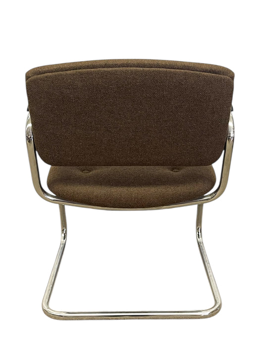 Vintage Chrome Toned Cantilever Armchair - Mid-Century Modern Office or Accent Chair
