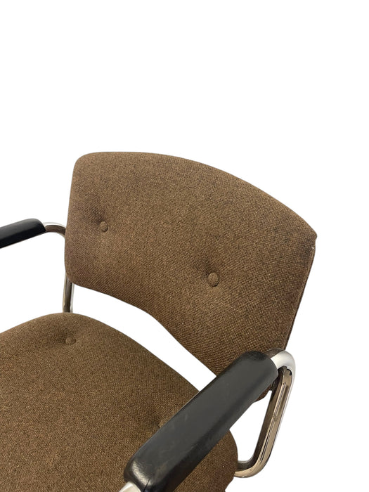 Vintage Chrome Toned Cantilever Armchair - Mid-Century Modern Office or Accent Chair