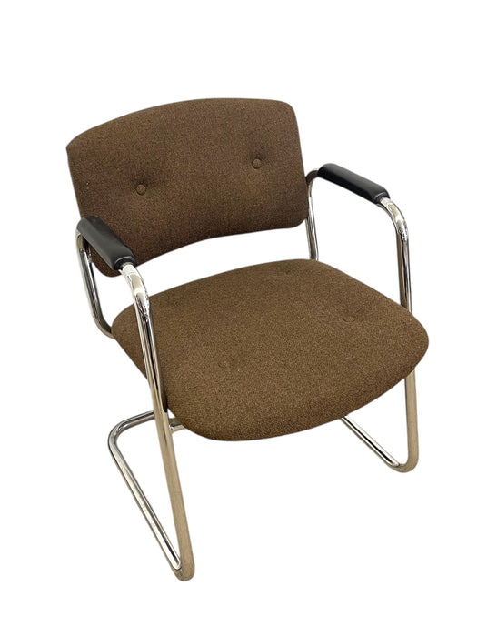 Vintage Chrome Toned Cantilever Armchair - Mid-Century Modern Office or Accent Chair