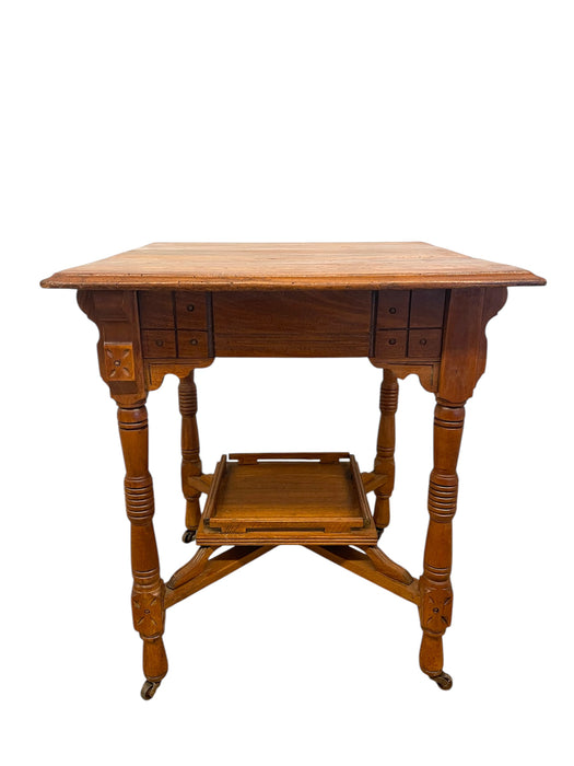 Antique Victorian Era Oak Occasion Side Table or Entryway Accent Table, Late 19th Century